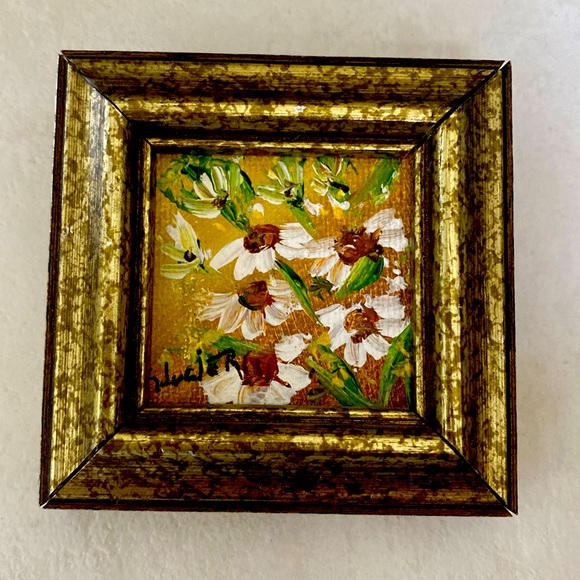 R. Lucier California painter miniature oil daisies paint